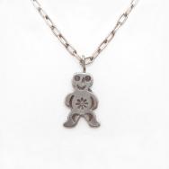 Atq Navajo Stamped Human Shape Small Top Necklace  c.1930～