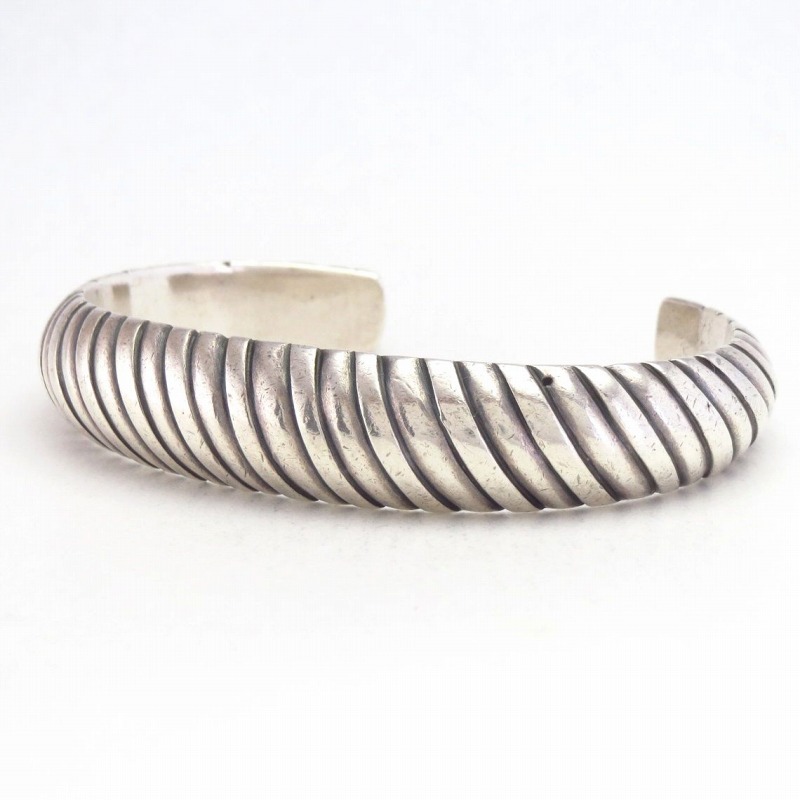 Atq Navajo Bias Filed Heavy Ingot Silver Cuff Bracelt c.1940