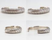 Atq Navajo Bias Filed Heavy Ingot Silver Cuff Bracelt c.1940