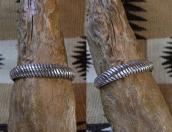 Atq Navajo Bias Filed Heavy Ingot Silver Cuff Bracelt c.1940