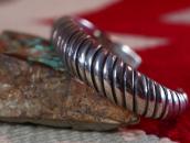 Atq Navajo Bias Filed Heavy Ingot Silver Cuff Bracelt c.1940