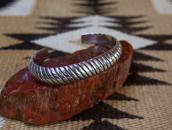 Atq Navajo Bias Filed Heavy Ingot Silver Cuff Bracelt c.1940