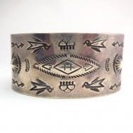 Antique Multiple Stamped Wide Cuff Bracelet c.1940