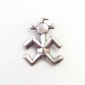 Vintage Navajo Casted Horned Moon Head Silver Pin  c.1960