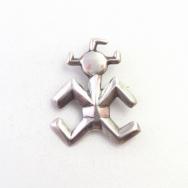 Vintage Navajo Casted Horned Moon Head Silver Pin  c.1960