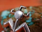 Vintage Navajo Casted Horned Moon Head Silver Pin  c.1960