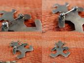 Vintage Navajo Casted Horned Moon Head Silver Pin  c.1960