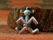 Vintage Navajo Casted Horned Moon Head Silver Pin  c.1960