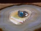 Vtg Navajo Cast Silver Ring w/Replaced Gem Turquoise c.1950～