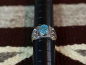 Vtg Navajo Cast Silver Ring w/Replaced Gem Turquoise c.1950～
