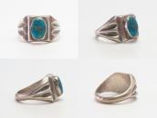 Vtg Navajo Cast Silver Ring w/Replaced Gem Turquoise c.1950～