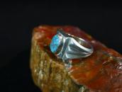 Vtg Navajo Cast Silver Ring w/Replaced Gem Turquoise c.1950～