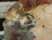 Vtg Navajo Cast Silver Ring w/Replaced Gem Turquoise c.1950～