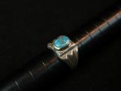 Vtg Navajo Cast Silver Ring w/Replaced Gem Turquoise c.1950～