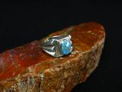 Vtg Navajo Cast Silver Ring w/Replaced Gem Turquoise c.1950～