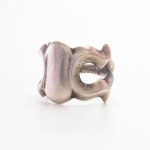 Vintage Navajo Sand Cast Blank Face Silver Ring  c.1940～
