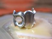 Vintage Navajo Sand Cast Blank Face Silver Ring  c.1940～