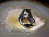 Vintage Navajo Sand Cast Blank Face Silver Ring  c.1940～