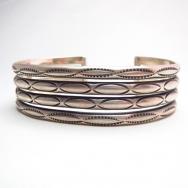 Vintage 4 Stamped Half-round Wire Cuff Bracelet  c.1970