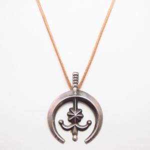 Vtg Navajo Cast Silver Naja & Cornflower Top Necklace c.1960