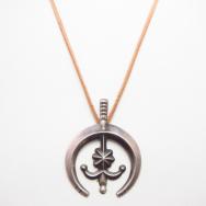 Vtg Navajo Cast Silver Naja & Cornflower Top Necklace c.1960