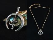 Vtg Navajo Cast Silver Naja & Cornflower Top Necklace c.1960