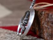 Vtg Navajo Cast Silver Naja & Cornflower Top Necklace c.1960