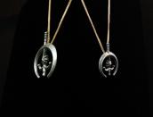 Vtg Navajo Cast Silver Naja & Cornflower Top Necklace c.1960