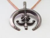 Vtg Navajo Cast Silver Naja & Cornflower Top Necklace c.1960