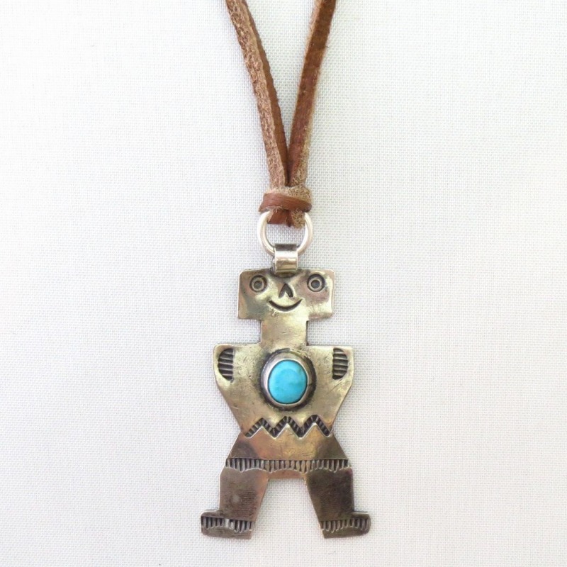 【UITA10】 Atq Navajo Human Shaped Pendant Necklace  c.1930～