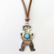 【UITA10】 Atq Navajo Human Shaped Pendant Necklace  c.1930～