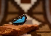 Sarah Leekya Vintage Carved Bird Turquoise Ring  c.1960～