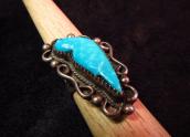 Sarah Leekya Vintage Carved Bird Turquoise Ring  c.1960～