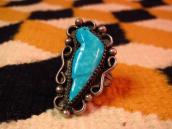 Sarah Leekya Vintage Carved Bird Turquoise Ring  c.1960～