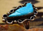 Sarah Leekya Vintage Carved Bird Turquoise Ring  c.1960～