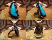 Sarah Leekya Vintage Carved Bird Turquoise Ring  c.1960～