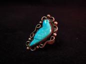 Sarah Leekya Vintage Carved Bird Turquoise Ring  c.1960～