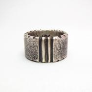 Chris Billie Navajo Tufa Cast Filed Rim Silver Ring  JP17