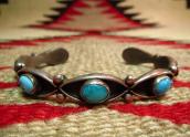 Vintage Zuni or Navajo Eye Shape Cuff w/Turquoise