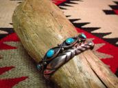 Vintage Zuni or Navajo Eye Shape Cuff w/Turquoise