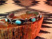 Vintage Zuni or Navajo Eye Shape Cuff w/Turquoise