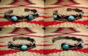 Vintage Zuni or Navajo Eye Shape Cuff w/Turquoise