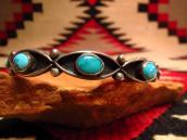 Vintage Zuni or Navajo Eye Shape Cuff w/Turquoise