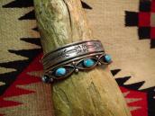 Vintage Zuni or Navajo Eye Shape Cuff w/Turquoise