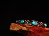 Vintage Zuni or Navajo Eye Shape Cuff w/Turquoise