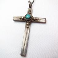 Vintage Cross Fob with Turquoise Necklace  c.1940