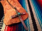 Vintage Cross Fob with Turquoise Necklace  c.1940