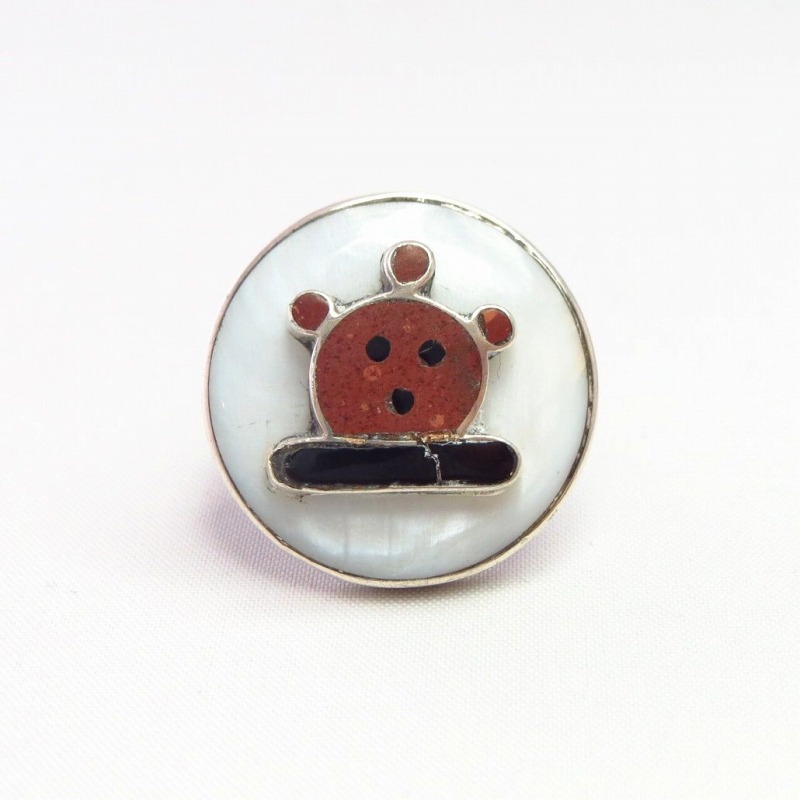 Old Zuni Multi-Stone Inlay 『Mudhead』 Silver Ring  c.1970～