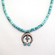 Vintage Navajo Rebuild Heishi Necklace w/Small Naja  c.1970～