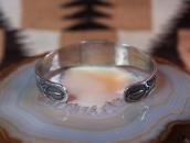 Vtg Navajo Stamped & Filed Cuff w/Sq. Gem Turquoise  c.1935～